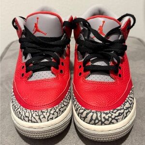 Vibrant Red and Gray Kids Sneakers